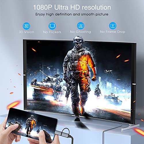 AuKing Mini Projector with Micro USB/Type C to HDMI Cable, Home Theater Video Projector for Android Devices