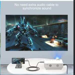 AuKing Mini Projector with Micro USB/Type C to HDMI Cable, Home Theater Video Projector for Android Devices