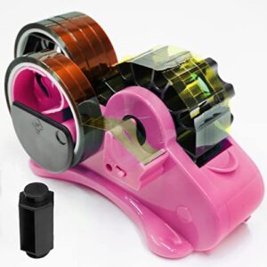 pink heat tape dispenser sublimation – multiple roll cut heat tape dispenser 1″ & 3″core double reel cores sublimation for heat transfer tape, semi-automatic tape dispenser with compartment slots