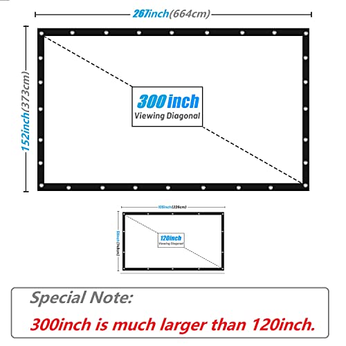 NMEPLAD Projector Screen 300INCH,Canvas Material 16:9 Large Projection Movies Screen Portable Outdoor Projection Screen for Church School Home Indoor 1.6 Gain