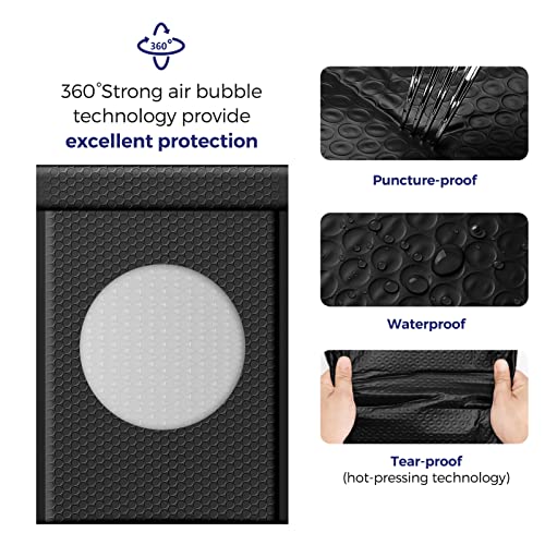 Fuxury 40 Pack Bubble Mailers 10.5x16 Inch, Self Seal Padded Envelopes Waterproof Mailing Envelopes Bubble Padded, Cushioning Padded Mailers, Bubble Bags for Packaging, Small Business Large #5, Black