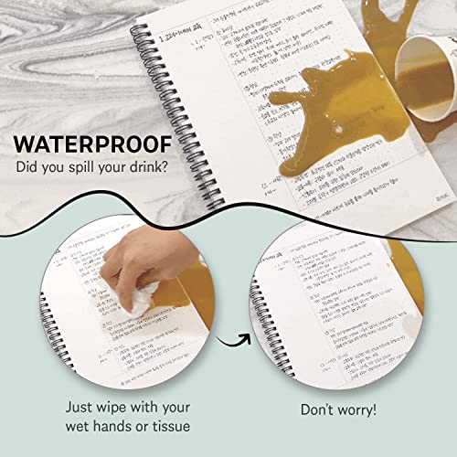 GAK. Stone Paper Waterproof Spiral Notebook, 7.20”x10.11”, 50 sheets, Durable Notebook, Eco-Friendly Mineral Stone Paper Notebook, Waterproof Notepad, Ruled, Green
