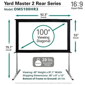Elite Screens Yard Master 2, 100-inch Indoor Outdoor Portable Fast Folding Projector Screen w/ Stand 16:9, 8K 4K Ultra HD 3D Movie Theater Rear Projection , OMS100HR3 -US Based Company 2-YEAR WARRANTY