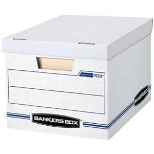 bankers box 703 letter / legal 10x12x15 basic-duty storage & file boxes w/ lift-off lids (pack of 10)