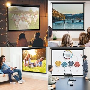 VIVOHOME 120 Inch Manual Pull Down Projector Screen, 1:1 HD Retractable Widescreen for Movie Home Theater Cinema Office Video Game, Black
