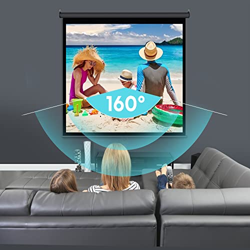 VIVOHOME 120 Inch Manual Pull Down Projector Screen, 1:1 HD Retractable Widescreen for Movie Home Theater Cinema Office Video Game, Black