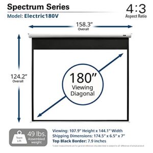 Elite Screens Spectrum, 180-inch Diag 4:3, Electric Motorized 4K/8K Ready Drop Down Projector Screen, ELECTRIC180V