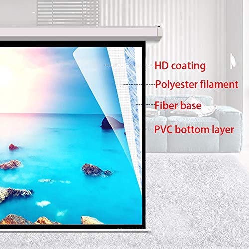 BBSJ 100" Motorized Electric Projector Screen 16:9 4K 3D Ready Wall Mounted with 12V Trigger Remote for Home Theater