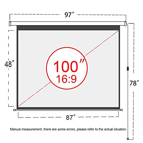 BBSJ 100" Motorized Electric Projector Screen 16:9 4K 3D Ready Wall Mounted with 12V Trigger Remote for Home Theater