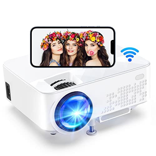 WiFi Projector, 1080P Full HD Supported Mini Movie Projector Home Portable Projector Compatible with TV Stick Smartphone HDMI USB AV, for Outdoor Movies