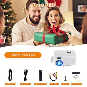 WiFi Projector, 1080P Full HD Supported Mini Movie Projector Home Portable Projector Compatible with TV Stick Smartphone HDMI USB AV, for Outdoor Movies