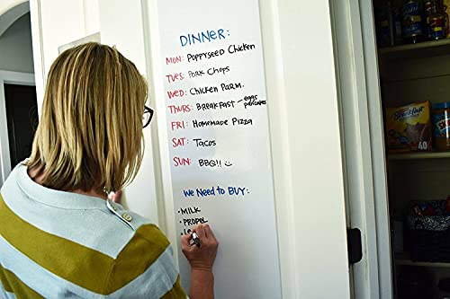 Kassa Whiteboard Wall Sticker Roll - 17.3 in Wide x 8 Ft Long with 3 Dry Erase Markers, Ideal for Classroom, Home, and Office Use - Customizable Adhesive Whiteboard & Can Stick on Any Flat Surface