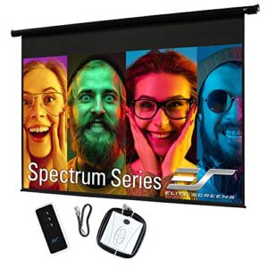 elite screens 142″ spectrum electric motorized projector screen with multi aspect ratio function diag 16:10 & 138-inch diag 16:9, home theater 8k/4k ultra hd ready projection