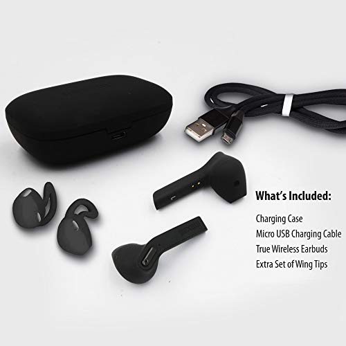 Maxell Jelleez True Wireless Bluetooth 5.0 Earbuds + Rubberized Charging Case & Earbuds – Secure Comfort Fit – IPX4 Sweat Resistance - 9-Hr Playtime – Enhanced Bass – Black (199460)