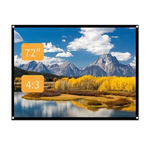 richer-r projector screen, 60-100 inch 16×9 projector screen rear projection screen ,portable foldable non-crease projector curtain screen 4:3 for outdoor camping movie open-air cinema,white (72in)