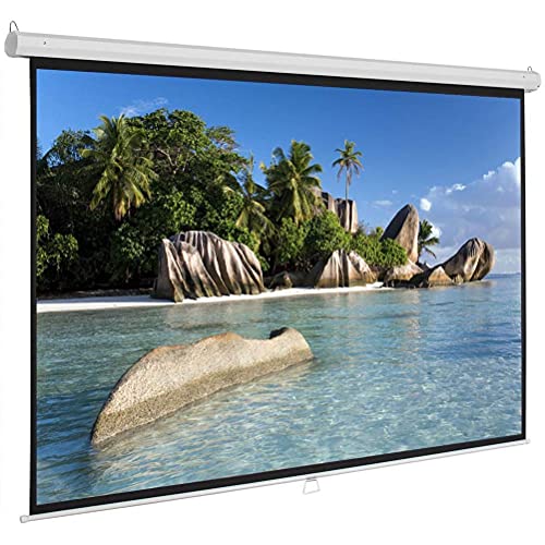 FMOGE Portable Folding 84 Inch 16:9 Manual Pull Down Projector Indoor Outdoor Projection Screen Home Theater Movie