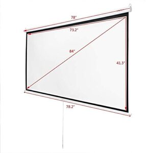 FMOGE Portable Folding 84 Inch 16:9 Manual Pull Down Projector Indoor Outdoor Projection Screen Home Theater Movie