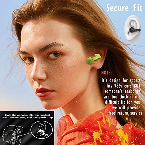 Wireless Ear Clip Bone Conduction Headphones Headset Clip On Open Ear Earbuds Bone Conduction Earbuds Head Set Workout Cycling Running Bluetooth Work Headphones Bone Conducting Induction Earphones