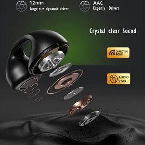 Wireless Ear Clip Bone Conduction Headphones Headset Clip On Open Ear Earbuds Bone Conduction Earbuds Head Set Workout Cycling Running Bluetooth Work Headphones Bone Conducting Induction Earphones