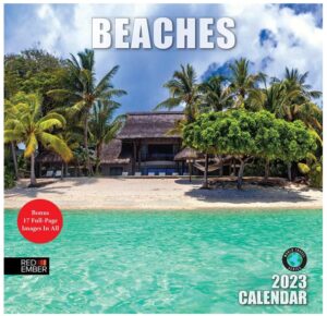 red ember beaches jan – dec 2023 monthly wall calendar | deluxe edition – 5 extra full-page images & extra strength hanging hole | 12″ x 24″ open | thick & sturdy paper | beautiful tropical vacation