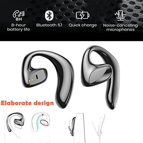 Wrap Around Over Ear Earbuds Bone Conduction Open Ear Headphones Wireless Bluetooth Open Ear Earbuds with Ear Hook Mic Earbud Bone Conduction Head Set Headset Ear Buds Bone Conducting Headphones