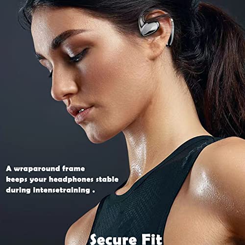 Wrap Around Over Ear Earbuds Bone Conduction Open Ear Headphones Wireless Bluetooth Open Ear Earbuds with Ear Hook Mic Earbud Bone Conduction Head Set Headset Ear Buds Bone Conducting Headphones