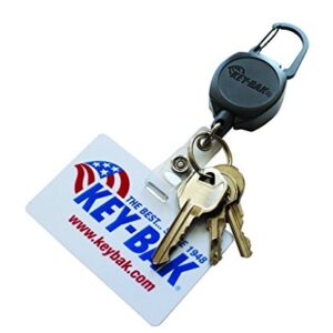 Key-Bak Sidekick Professional Heavy Duty Self Retracting ID Badge / Key Reel with Retractable Kevlar Cord, 24" Black (2 Pack)
