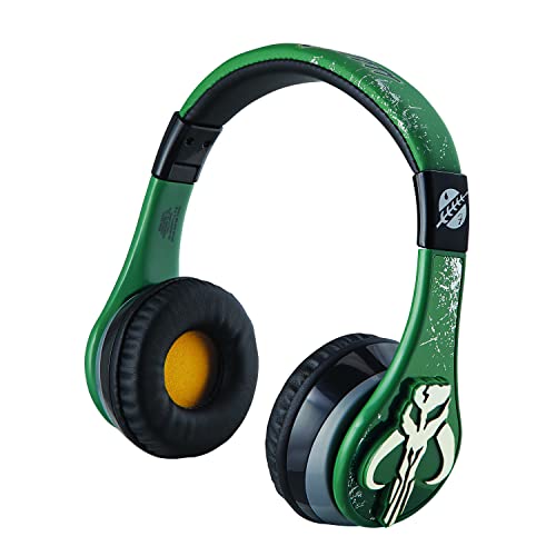 eKids Book of Boba Fett Bluetooth Headphones, Wireless Headphones with Microphone Includes Aux Cord, Kids Headphones for School, Home, or Travel