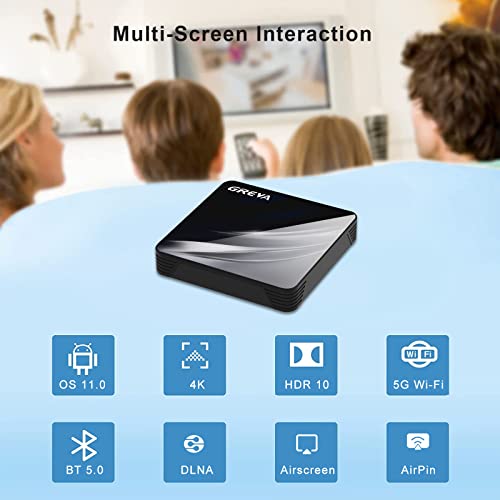 Android TV Box 11.0 Amlogic S905W2 Android Box 4GB RAM 64GB ROM with 2.4G/5G Dual WiFi and BT 5.0 Smart TV Box Support 1080P Ultra HDR 4K Streaming Media Player