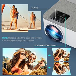 Mini WiFi Projector with Bluetooth - 1080P Supported Outdoor Movie Projector for Home Theater, FANGOR Portable Video Projector with HDMI USB VGA AV Interfaces [Tripod and Carry Bag Included]