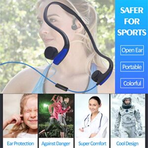LBFXQ Bone Conduction Earphone, Bone Conduction Headphones Wired 3.5Mm Waterproof, Noise Reduction Mic Hands-Free for Smart Phones Notebook,Blue