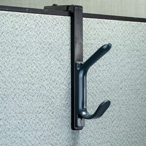 Officemate Double Coat Hooks for Cubicle Panels, Adjustable 1.25-3.5 Inch, Charcoal (22005)