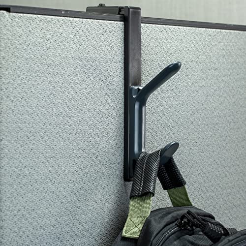 Officemate Double Coat Hooks for Cubicle Panels, Adjustable 1.25-3.5 Inch, Charcoal (22005)