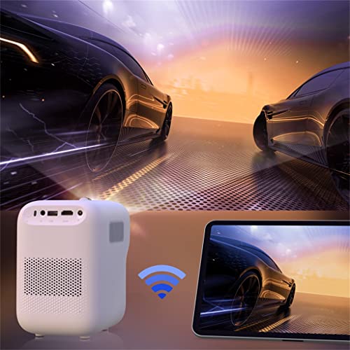 DROOS Portable Mini Smart Projector Native 1080P WiFi Projector Built-in Speaker Home Theater Video Kids Projector (Color : White,(projectors)