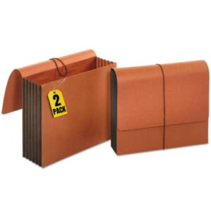 1intheoffice expanding file wallet with flap and cord closure, 5-1/4″ expansion, letter size, redrope, 2 pack