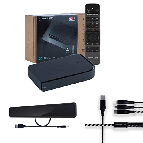 Formuler CC 4K Hybrid UHD + ATSC & OTT Media Receiver 2GB Ram 16GB Memory+ Indoor Flat Digital HDTV Antenna with Amplifier + 3 in 1 Charger.