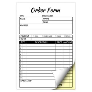 sales order books,2 part carbonless sales invoice book for small business,5.5 x 8.3 inches,receipt book with cardboard(50 sets)