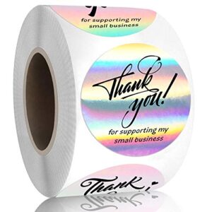 padike 1.5″ thank you for supporting my small business stickers, 4 designs, highly recommended for small business owners and online sellers, 500 labels per roll (glitter silver & black, 1.5inch)