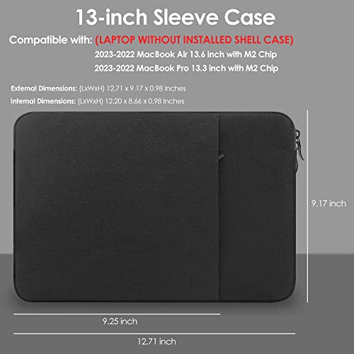 ProElife 13-Inch Laptop Sleeve Case for 2022 MacBook Air 13.6 inch with Apple M2 Chip & 2022 MacBook Pro 13.3 inch with Apple M2 Chip Accessory Traveling Carrying Canvas Bag Cover Simple Case (Black)