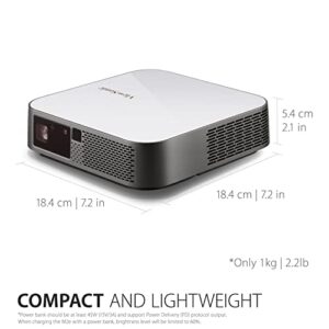 ViewSonic M2e 1080p Portable Projector with 1000 LED Lumens, H/V Keystone, Auto Focus, Harman Kardon Bluetooth Speakers, HDMI, USB C, 16GB Storage, Stream Netflix with Dongle