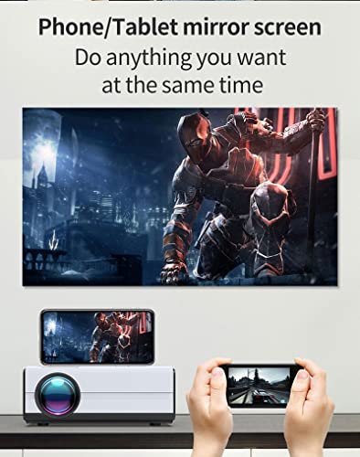 【2022 New】 Ultra HD 4K Projector Android 9.0 LED WiFi Wireless Mirroring for Phone 1080p LCD Support 4K 3D Video Movie Intelligent Projector Portable Home Theater