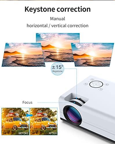 【2022 New】 Ultra HD 4K Projector Android 9.0 LED WiFi Wireless Mirroring for Phone 1080p LCD Support 4K 3D Video Movie Intelligent Projector Portable Home Theater