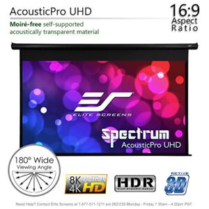 Elite Screens Spectrum AcousticPro UHD 100-inch Motorized Projector Screen Electric Projection screen 16:9 4K Moiré-Free Sound Transparent Perforated Weave Drop Down for Home Theaters Offices