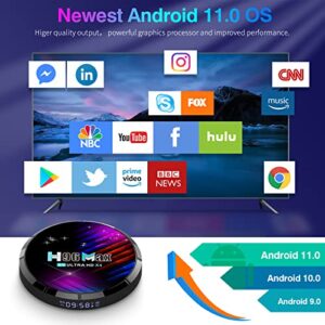 Android TV Box, H96MAX Android 11.0 TV Box Amlogic S905X4 4GB RAM 32GB ROM Android Box, 1000M LAN 2.4G/5G WiFi with 8K/6K/3D/USB 3.0/BT 4.2 TV Box with Wireless Backlit Keyboard