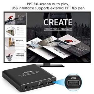 4K Media Player with Power Supply, Digital MP4 Player for 8TB HDD/USB Drive/TF Card/H.265 MP4 PPT MKV AVI Support HDMI/AV/Optical Out and USB Mouse/Keyboard-HDMI up to 7.1 Surround Sound (Black)