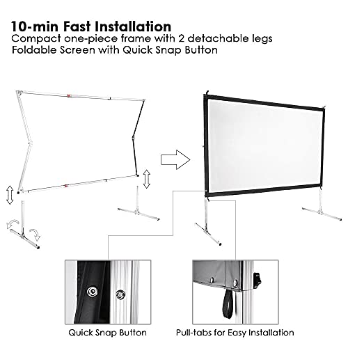 Instahibit 100 inch 16:9 HD Projector Screen Portable Fast Folding Movie Theater Cinema with Stand and Carry Bag Indoor