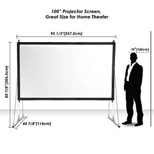 Instahibit 100 inch 16:9 HD Projector Screen Portable Fast Folding Movie Theater Cinema with Stand and Carry Bag Indoor