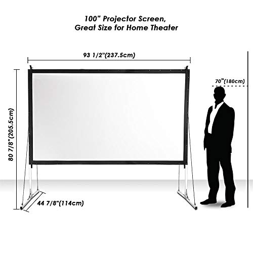 Instahibit 100 inch 16:9 HD Projector Screen Portable Fast Folding Movie Theater Cinema with Stand and Carry Bag Indoor