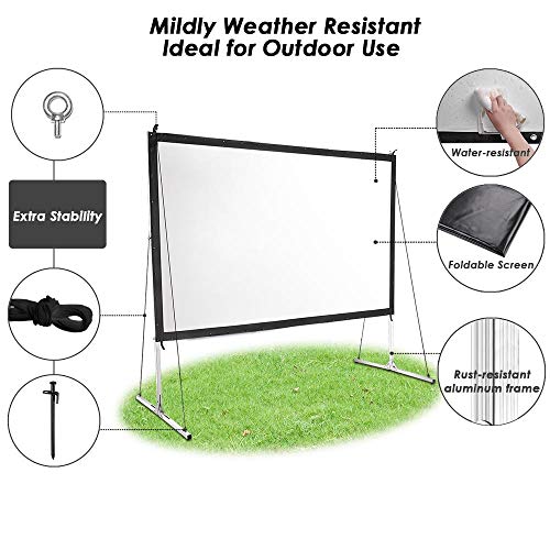 Instahibit 100 inch 16:9 HD Projector Screen Portable Fast Folding Movie Theater Cinema with Stand and Carry Bag Indoor