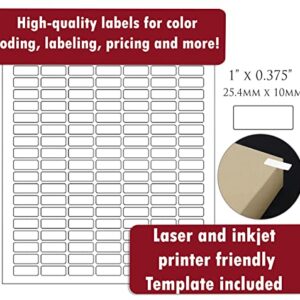 White Rectangular Labels + Bonus Color Labels - Value Pack - White Coding Labels Produce Excellent Results with Standard Laser Printer-Template Included! 1138 Pack